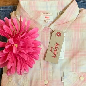 Levi's Pink and White Plaid Shirt
